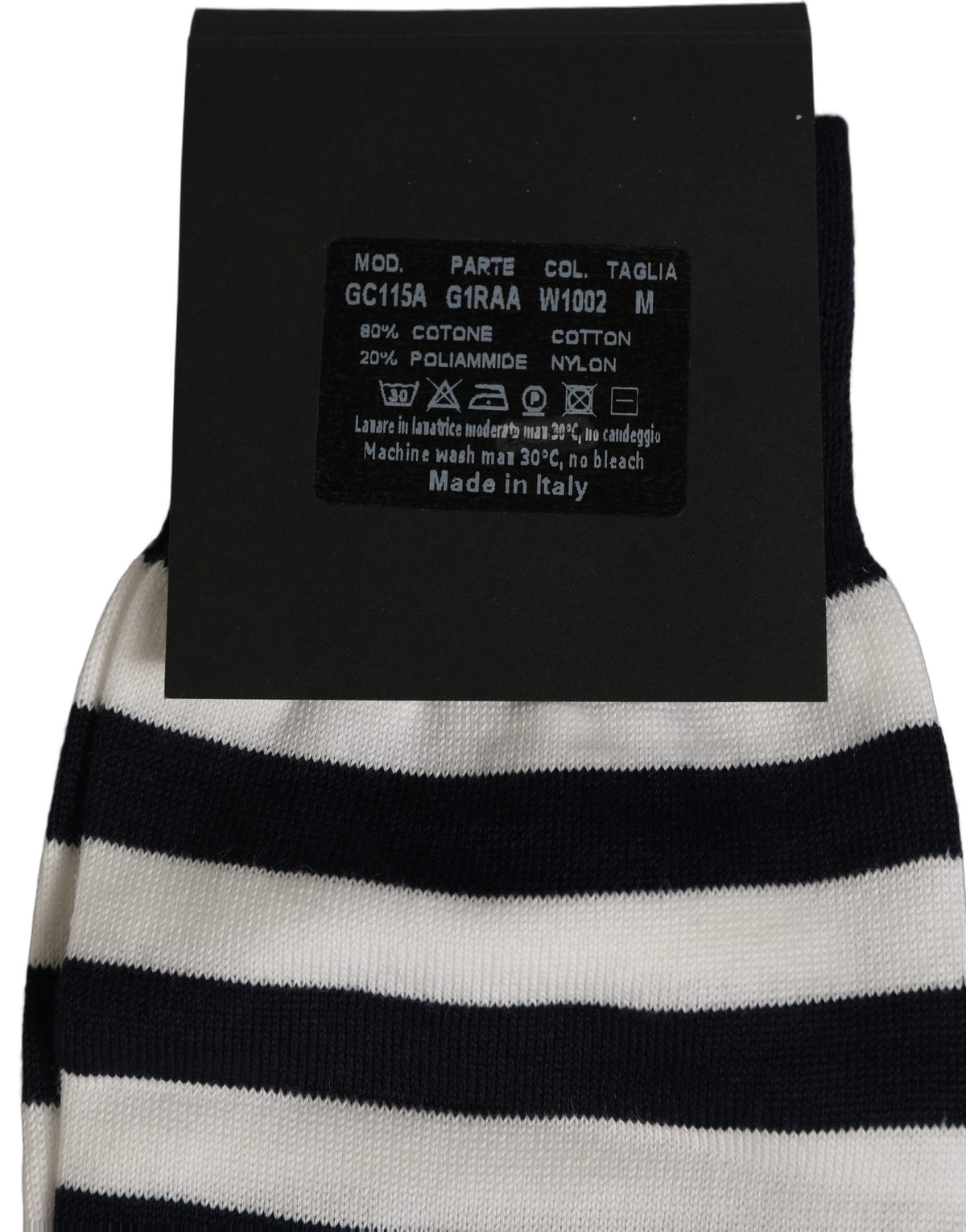 Dolce & Gabbana Mid-calf socks in black and white striped cotton