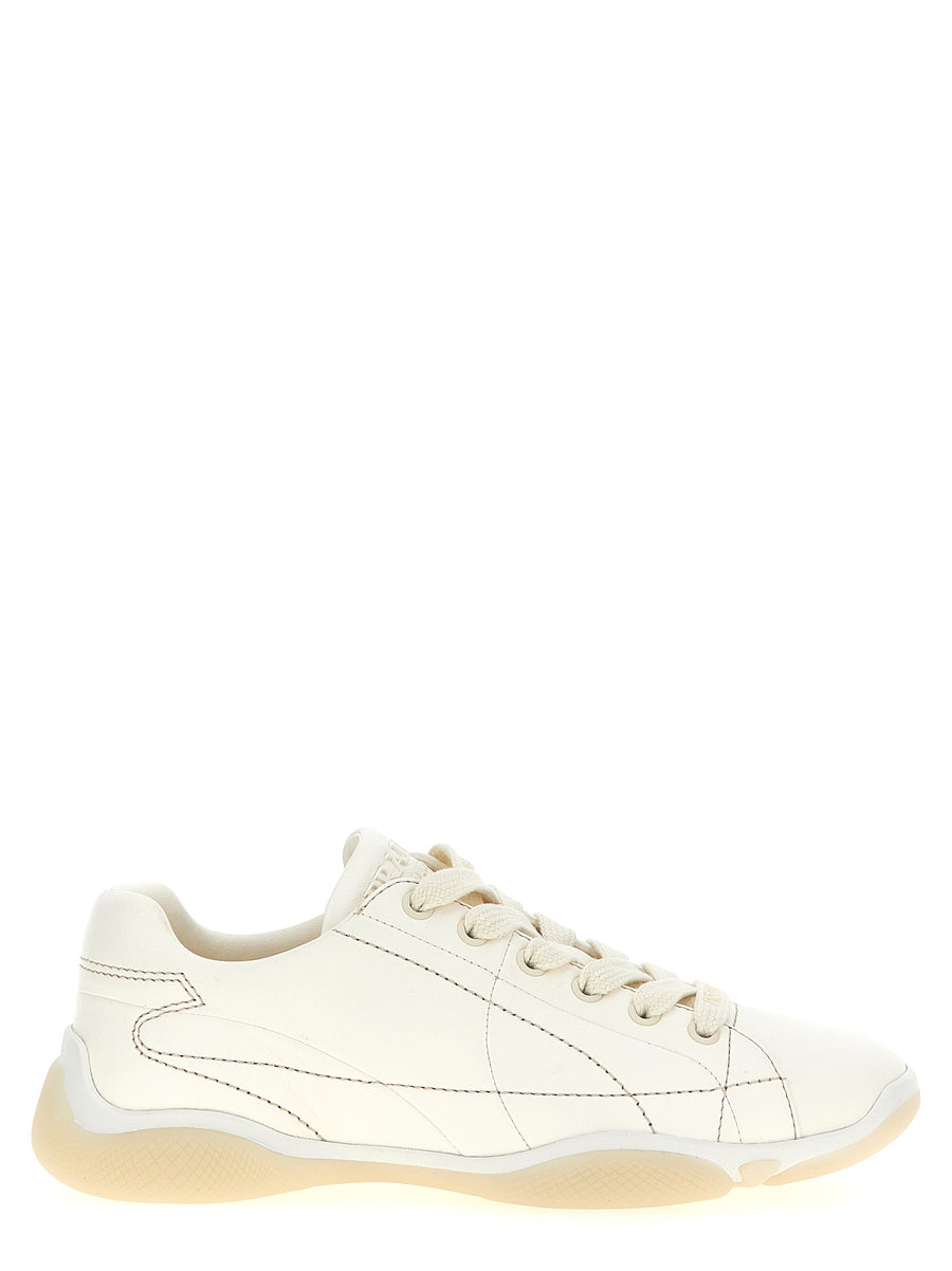 Prada White Low-Top Lambskin Sneakers