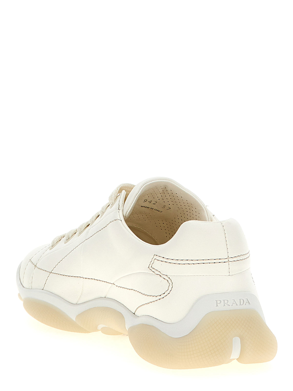 Prada White Low-Top Lambskin Sneakers