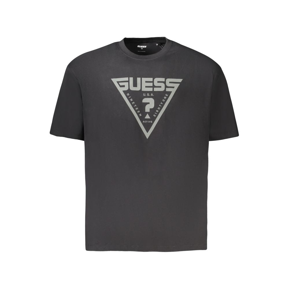 Guess Jeans Schwarzes Baumwoll-T-Shirt für Herren