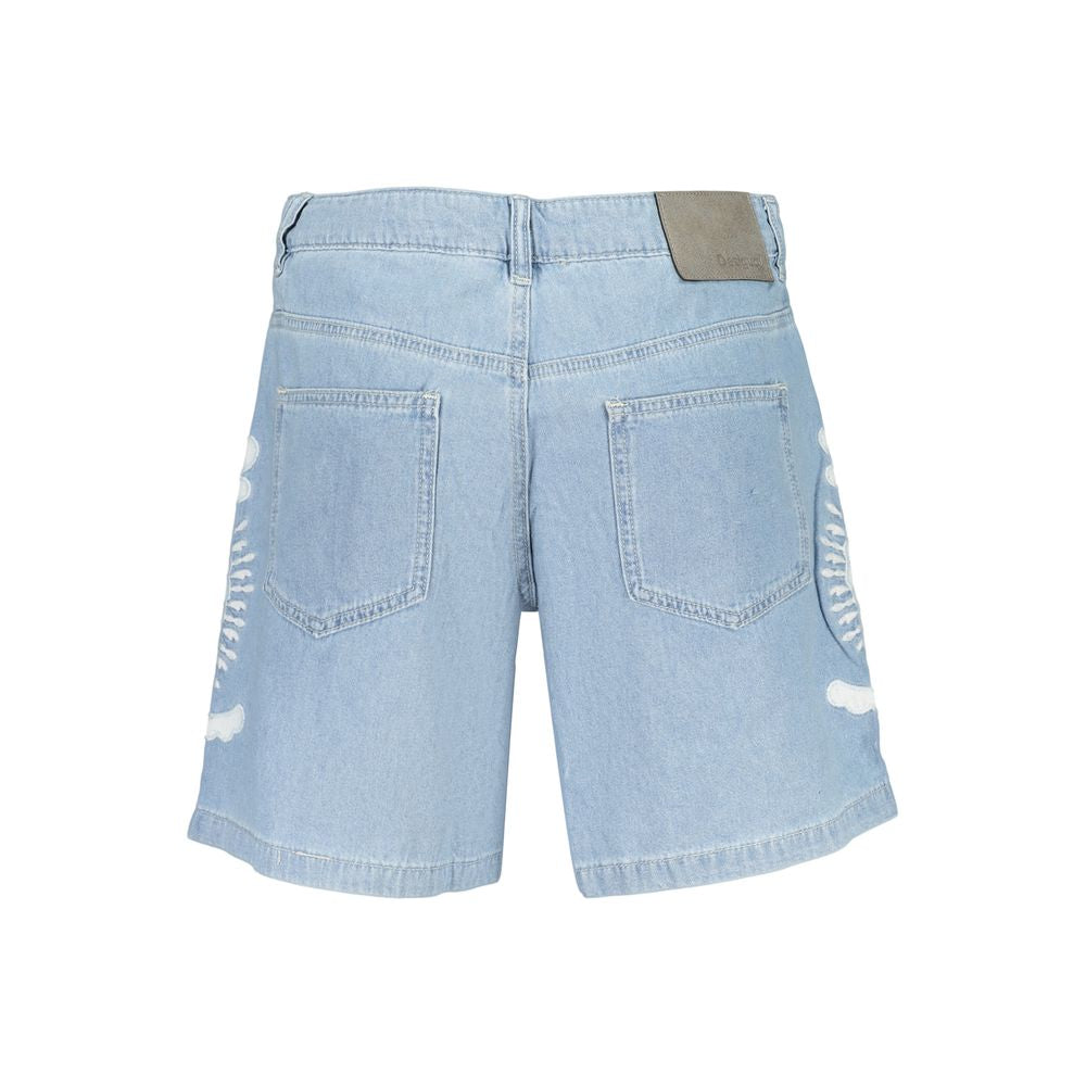 Desigual Hellblaue Baumwoll-Shorts für Damen