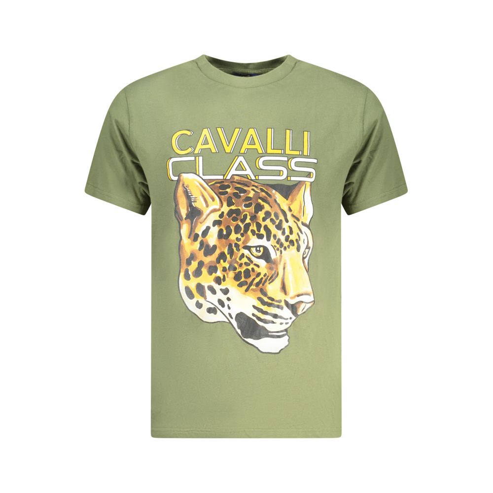 Cavalli Class Herren-T-Shirt aus Verde-Baumwolle