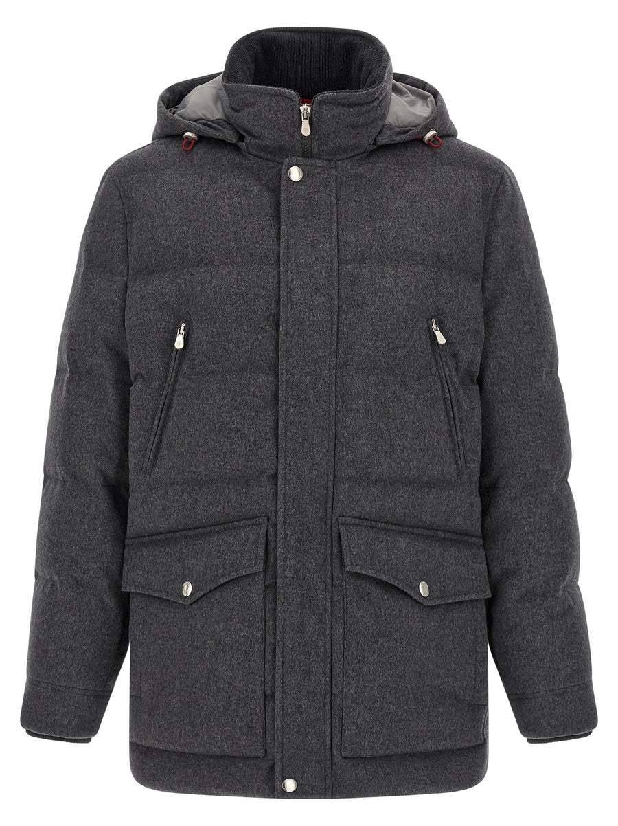 Brunello Cucinelli Grey Wool Parka