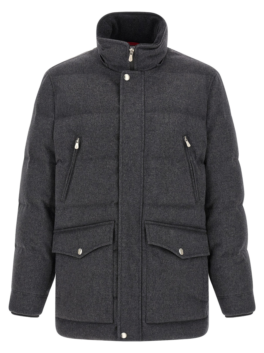 Brunello Cucinelli Grey Wool Parka