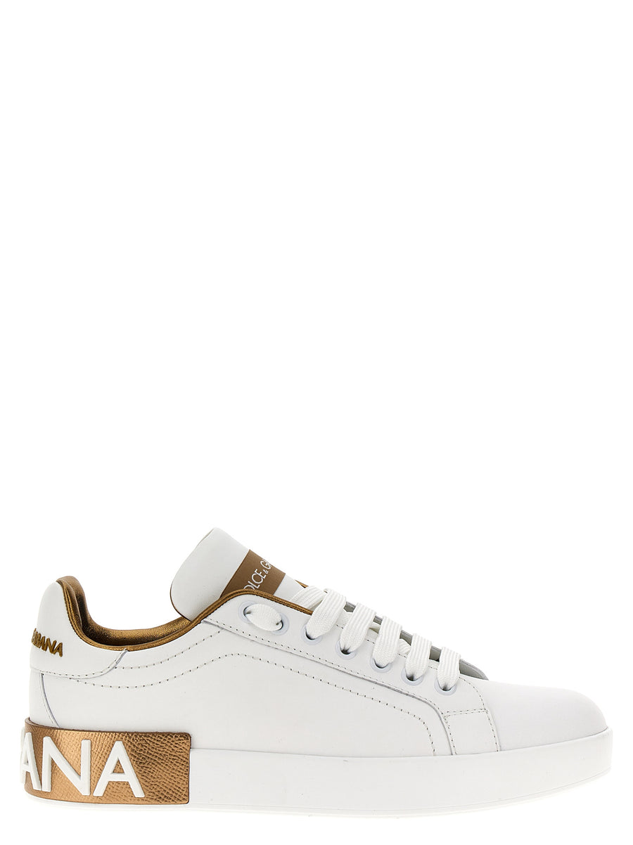 Dolce & Gabbana Gold Calfskin Sneakers