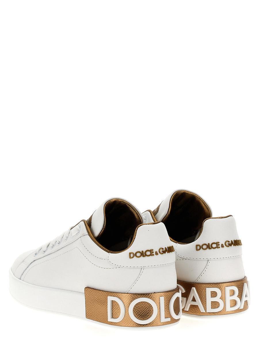 Dolce & Gabbana Gold Calfskin Sneakers
