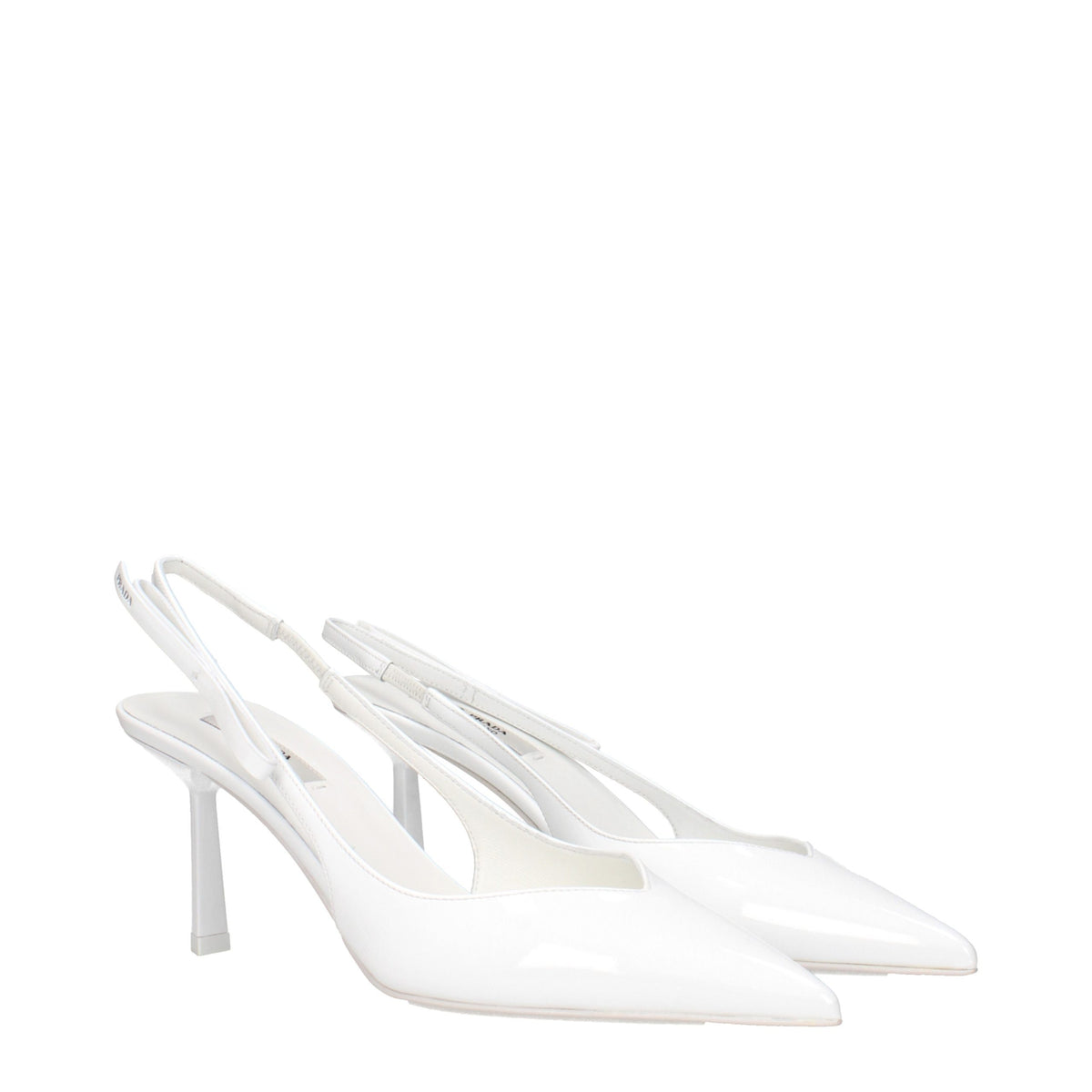 Prada White Leather High-Heel Pumps