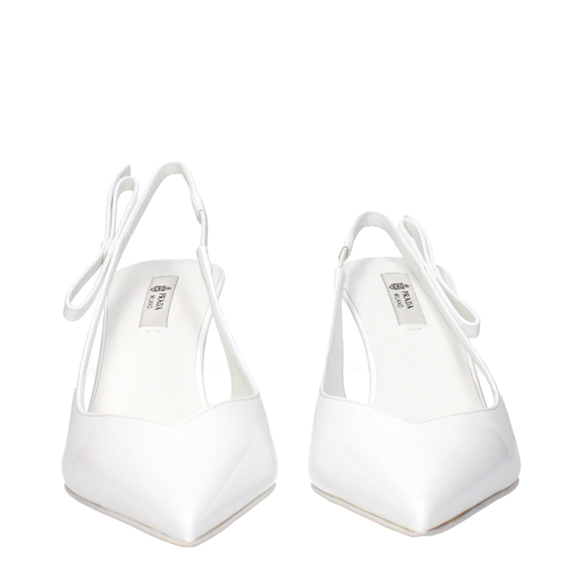 Prada White Leather High-Heel Pumps
