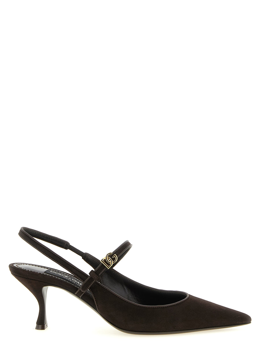 Dolce & Gabbana Brown Goat Leather Mid-Heel Pumps