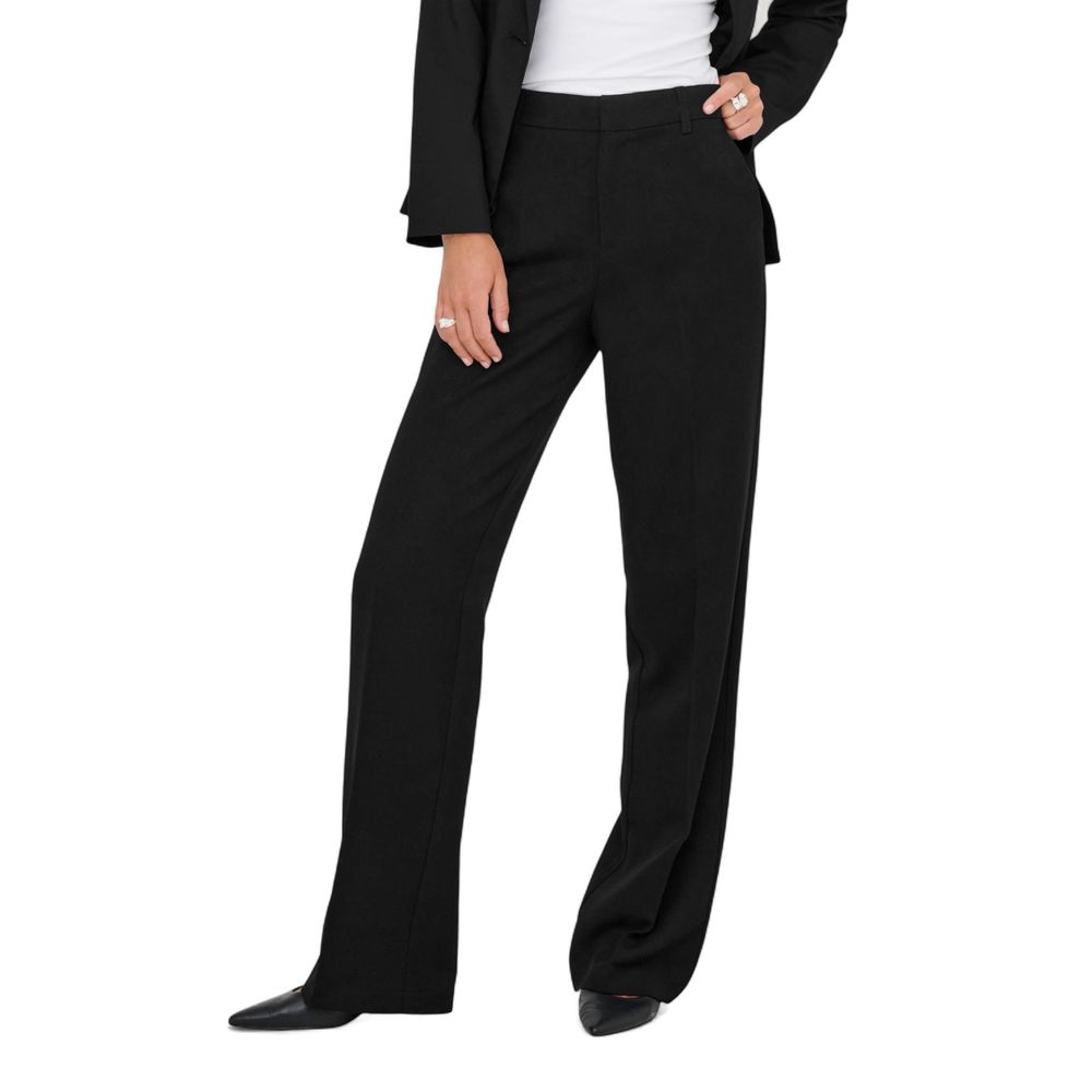Only black casual trousers made of polyester