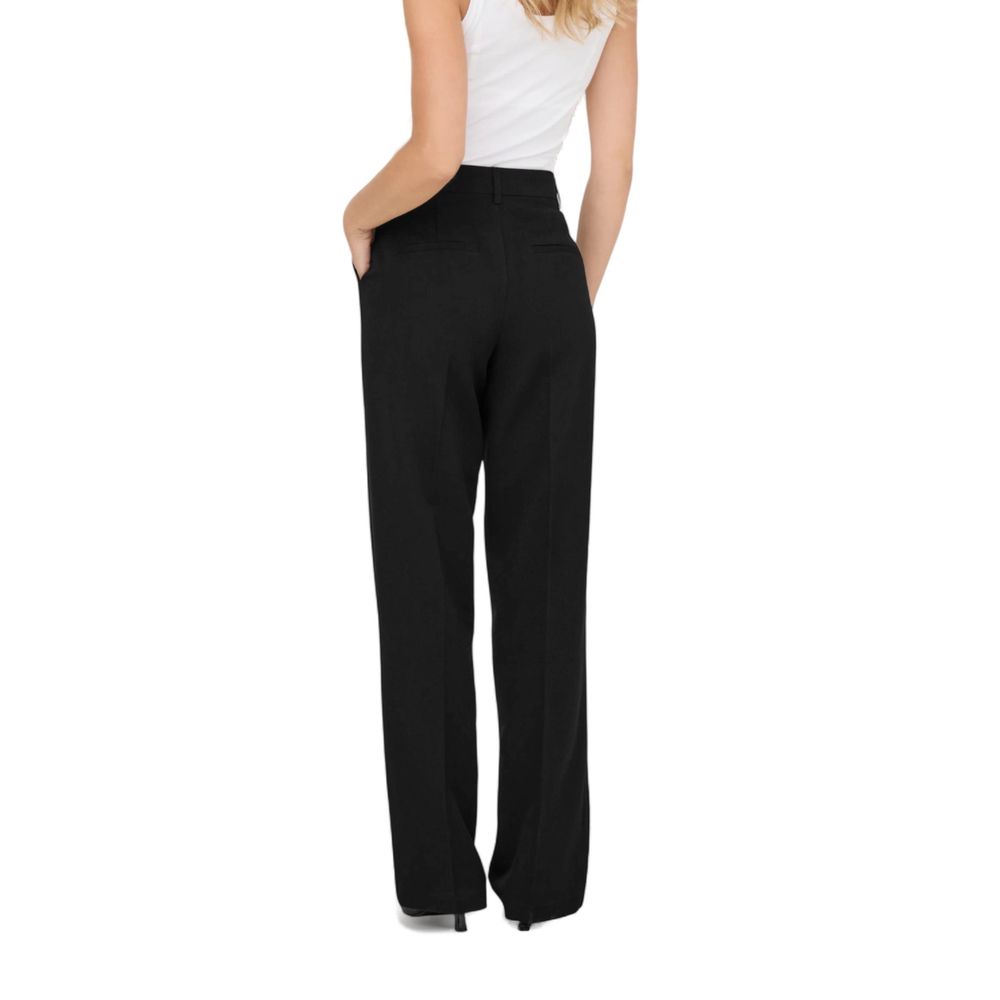 Only black casual trousers made of polyester