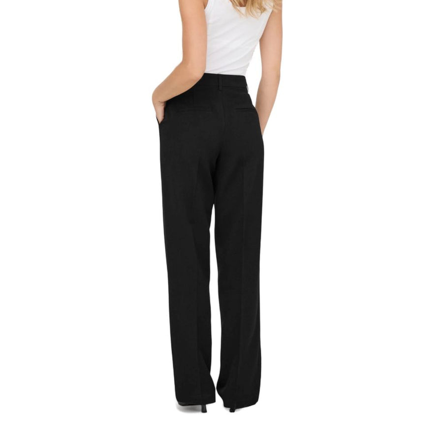 Only black casual trousers made of polyester