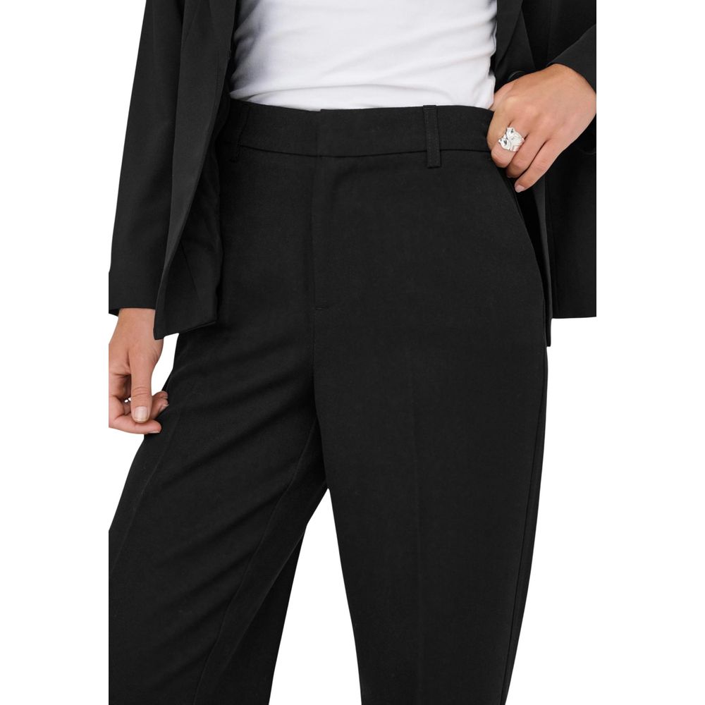 Only black casual trousers made of polyester