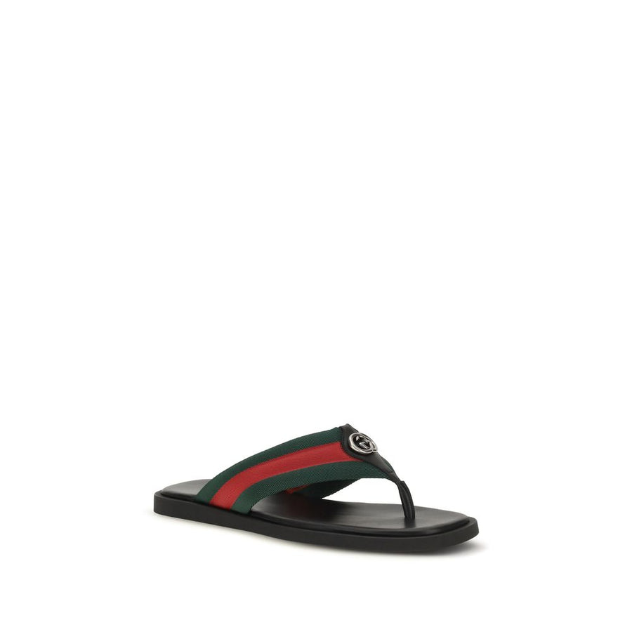 Gucci Black Nylon Flip Flop Sandals