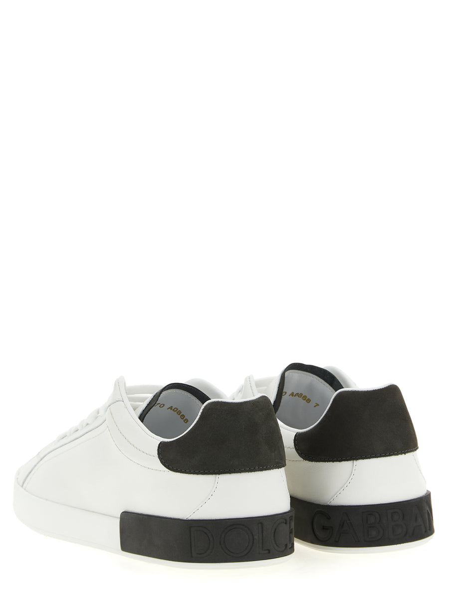 Dolce & Gabbana White Calfskin Low-Top Sneakers