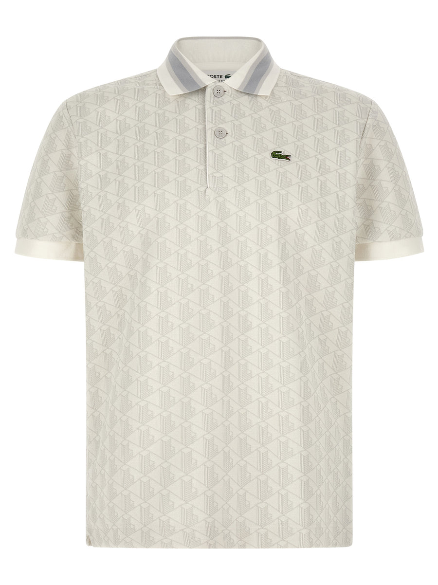 Lacoste White Polyester Polo Shirt