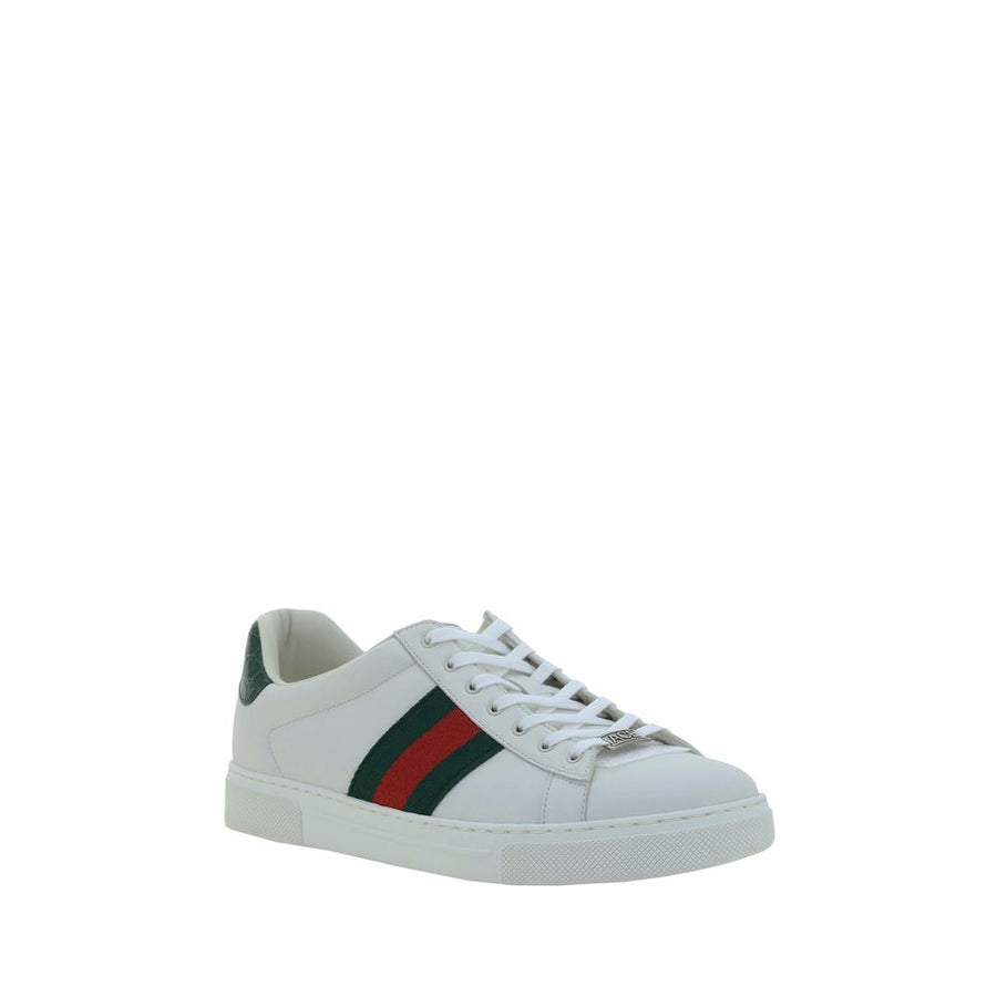 Gucci White Calfskin Low-Top Sneakers Bos Taurus