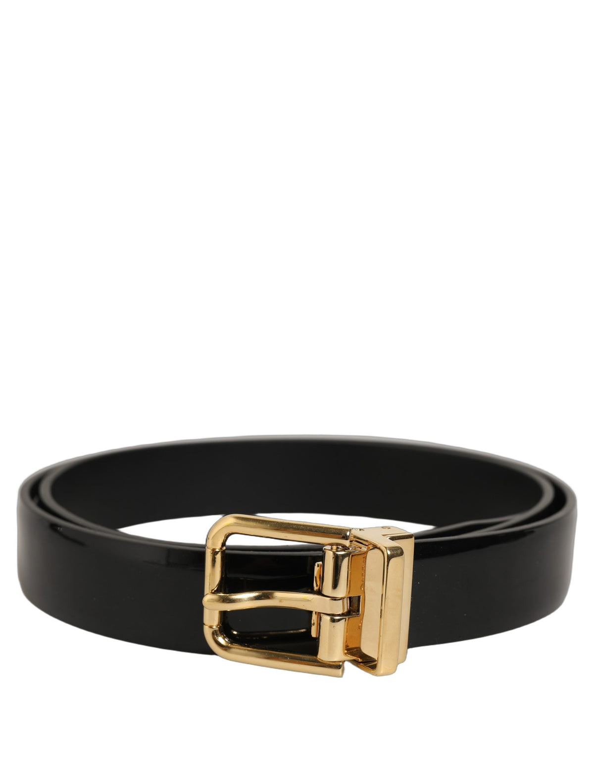 Dolce & Gabbana Schwarzer Klassik Leder Gürtel mit Goldfarbener Schnalle
