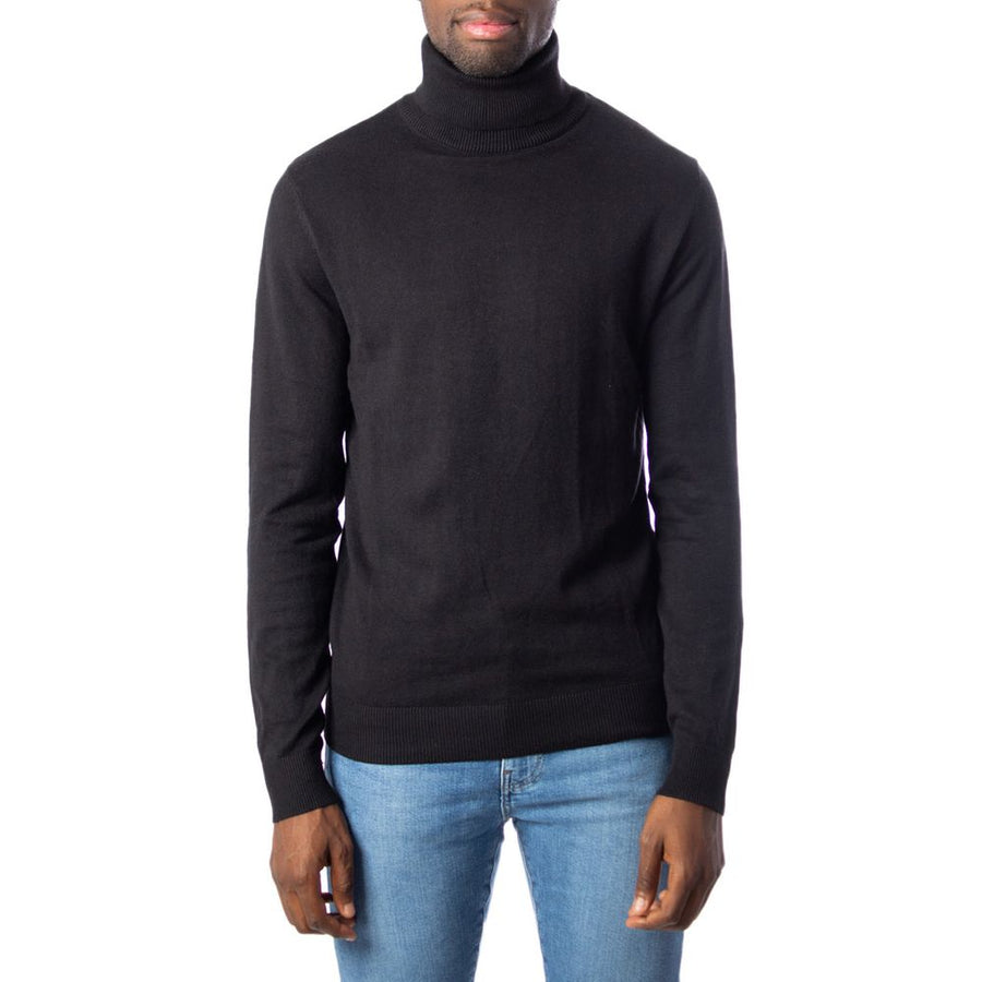 Jack Jones Black Cotton Roll Neck Jumper