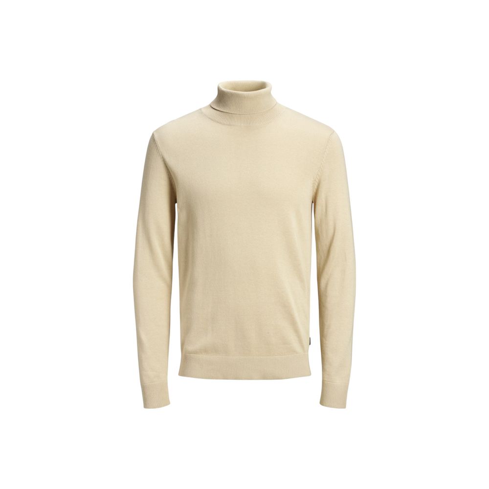 Jack Jones Beigefarbener Baumwoll-Rollkragenpullover