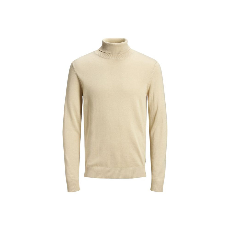 Jack Jones Beige Cotton Roll Neck Jumper