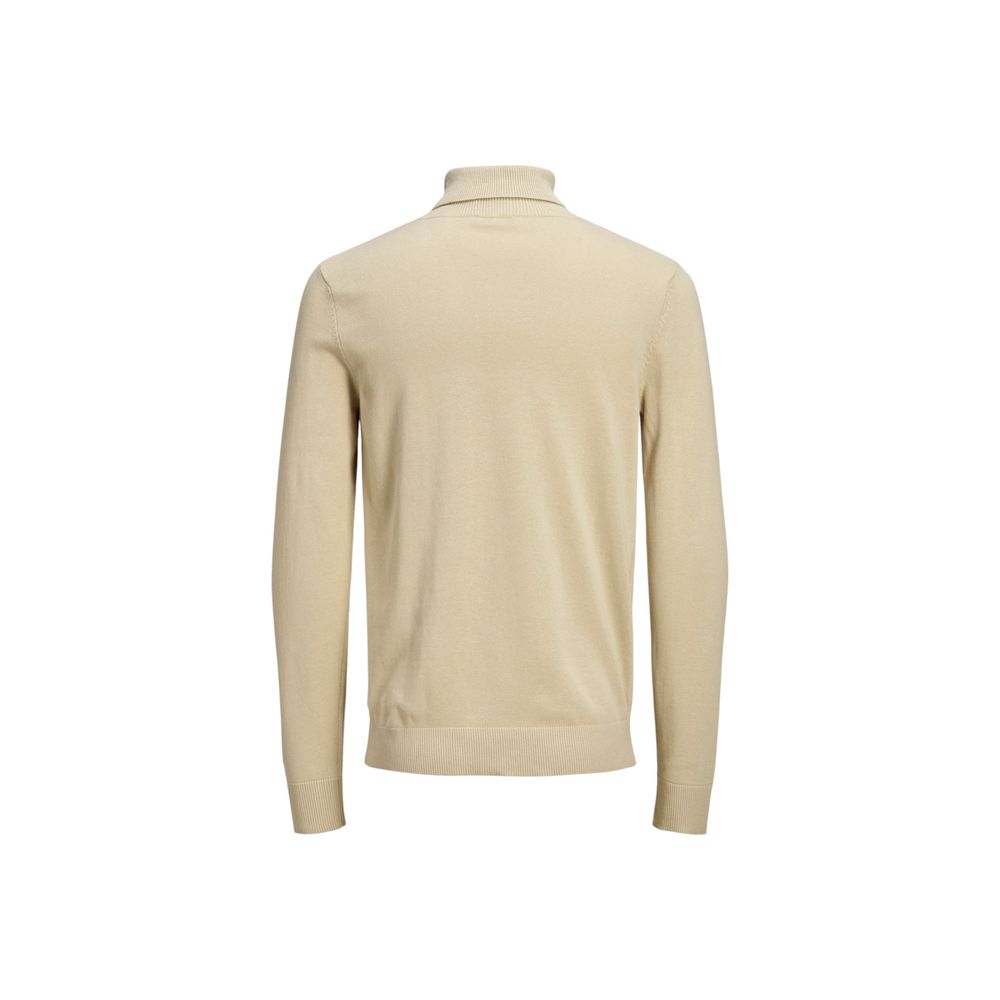Jack Jones Beigefarbener Baumwoll-Rollkragenpullover