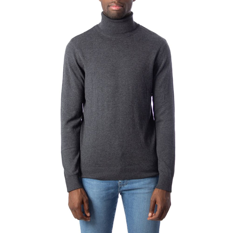 Jack Jones Grey Cotton Roll Neck Jumper