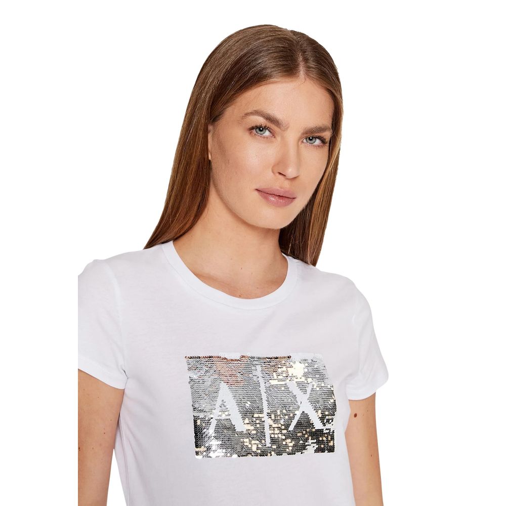 Armani Exchange Weißes Baumwoll-T-Shirt