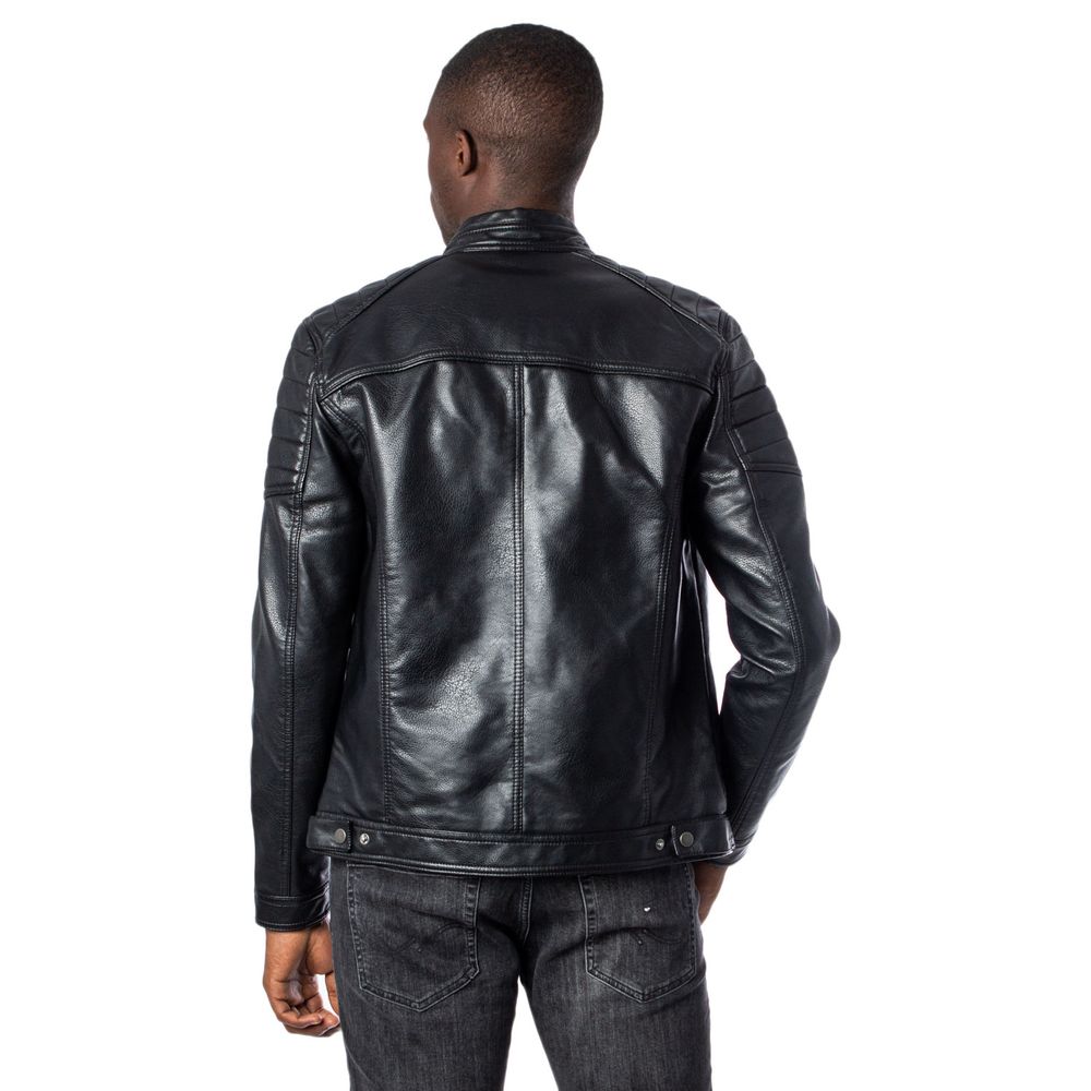 Jack Jones Schwarze Kunstlederjacke