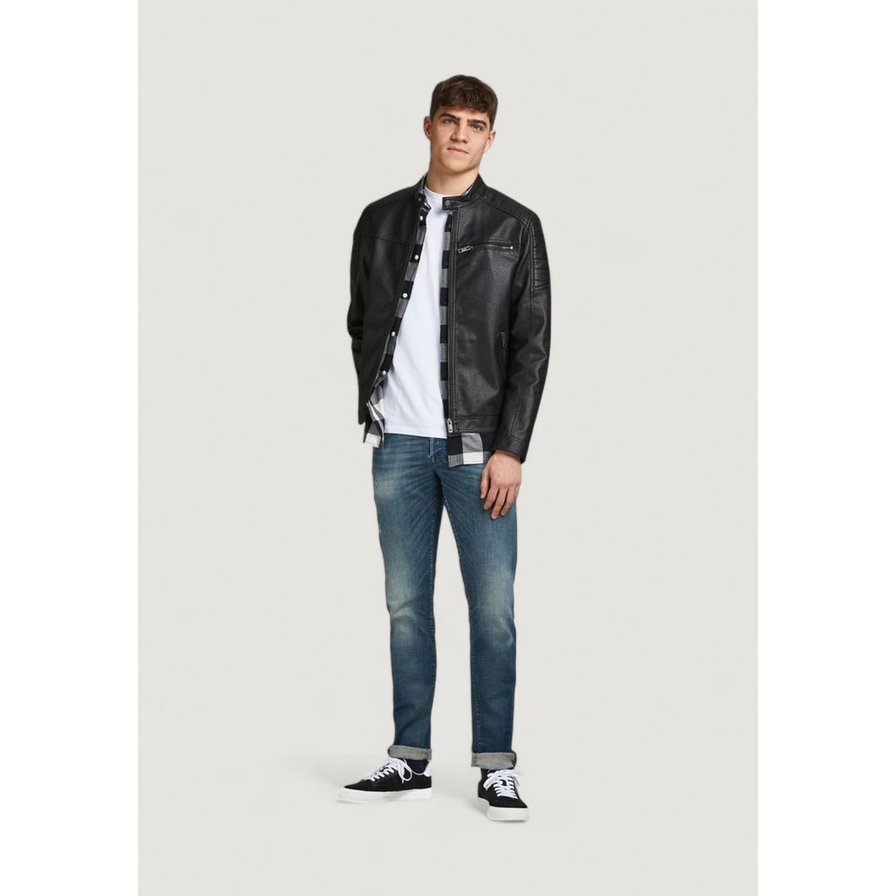 Jack Jones Schwarze Kunstlederjacke