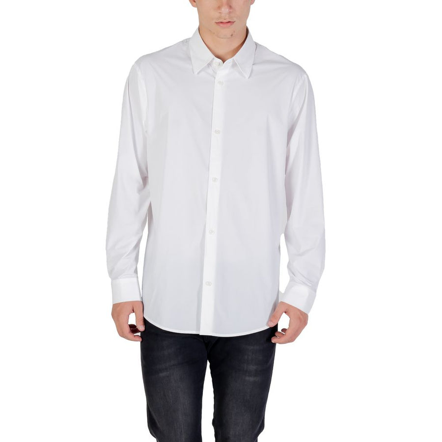 Armani Exchange cream cotton-blend shirt