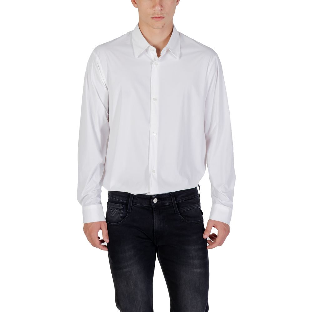 Armani Exchange Hemdbluse aus cremefarbener Baumwolle mit Elasthan