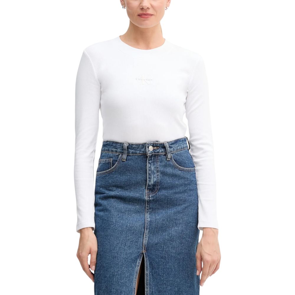 Calvin Klein Jeans Weißes Langarm-T-Shirt aus Baumwolle