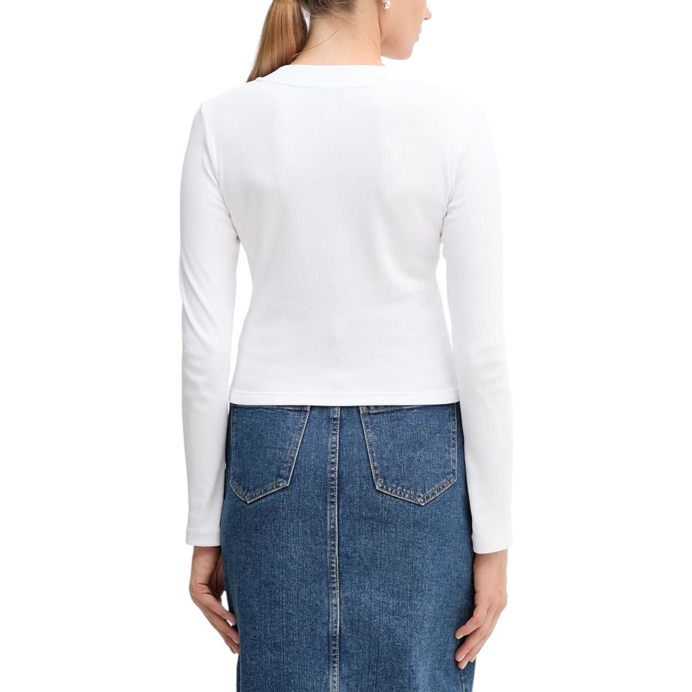 Calvin Klein Jeans Weißes Langarm-T-Shirt aus Baumwolle