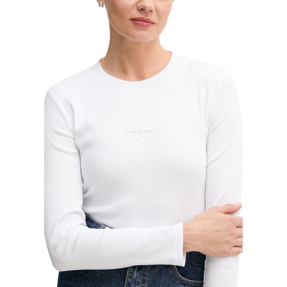Calvin Klein Jeans Weißes Langarm-T-Shirt aus Baumwolle