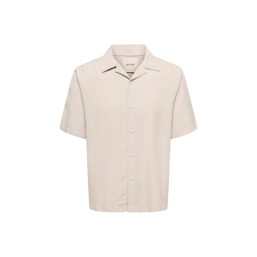 Only & Sons Men's Beige Tencel Short-Sleeved Shirt