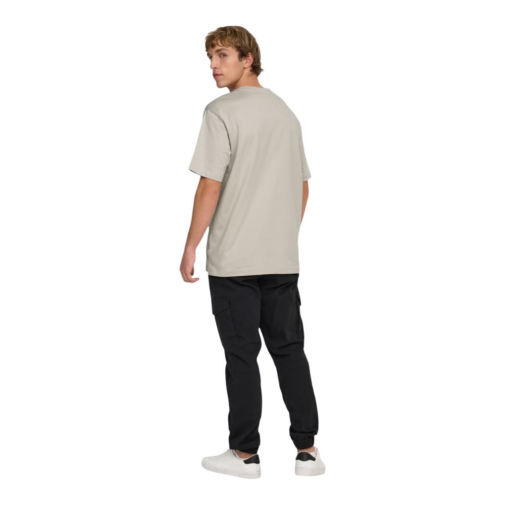 Only & Sons Beige Bio-Baumwoll-T-Shirt