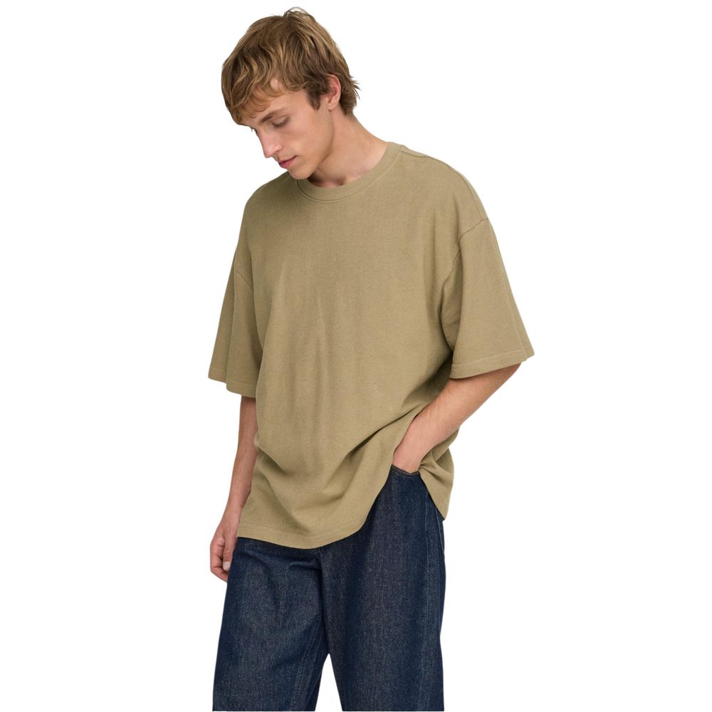 Only & Sons Braunes Baumwoll-T-Shirt