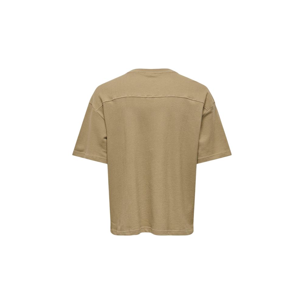 Only & Sons Braunes Baumwoll-T-Shirt