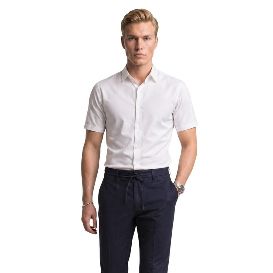 Armani Exchange White Short-Sleeve Polyamide Shirt