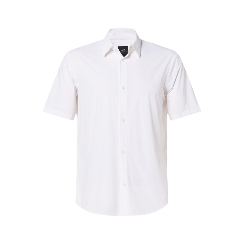 Armani Exchange Weißes Polyamid-Shirt mit kurzen Ärmeln