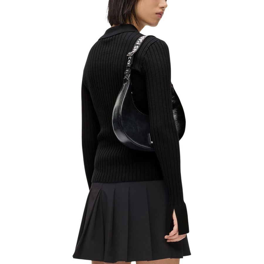 Karl Lagerfeld Black Viscose Long-Sleeve Shirt