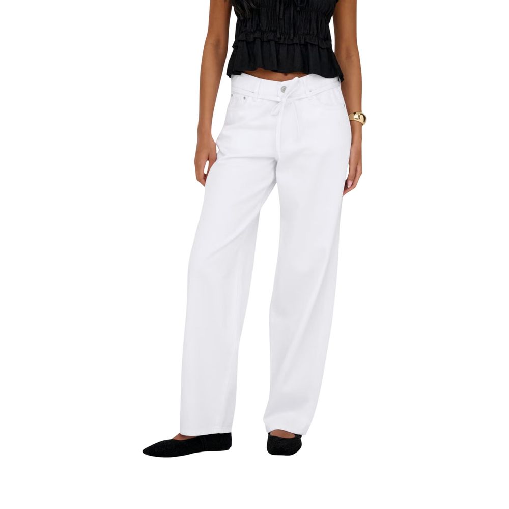 Only Weiße Baumwoll-Mom-Jeans