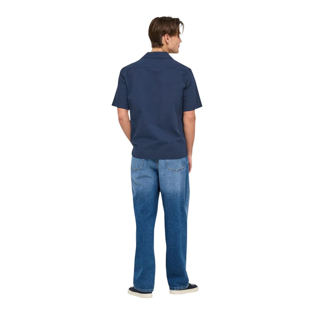 Only & Sons Blue Cotton Short-Sleeve Shirt