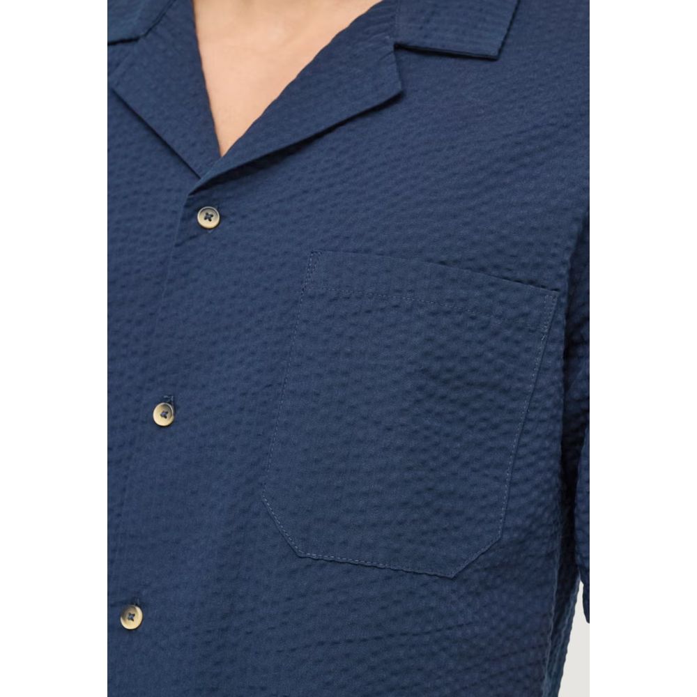 Only & Sons Blue Cotton Short-Sleeve Shirt
