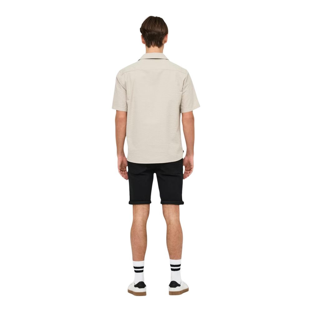 Only & Sons Beige Cotton Short-Sleeved Shirt