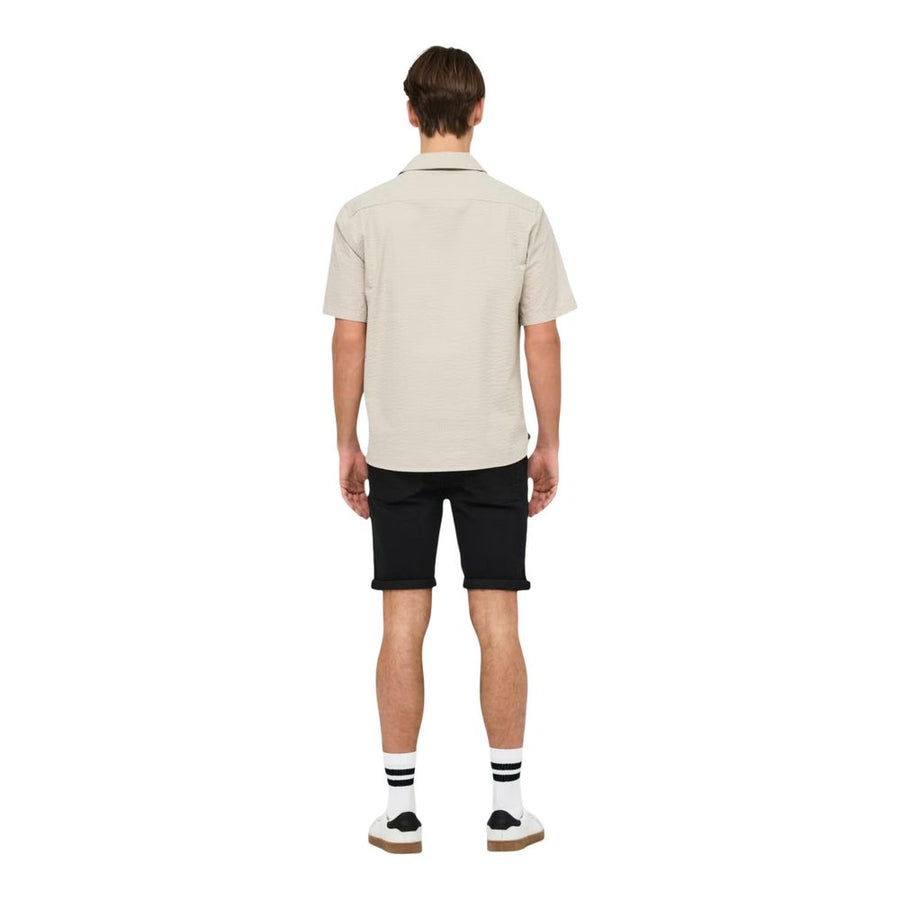 Only & Sons Beige Cotton Short-Sleeved Shirt