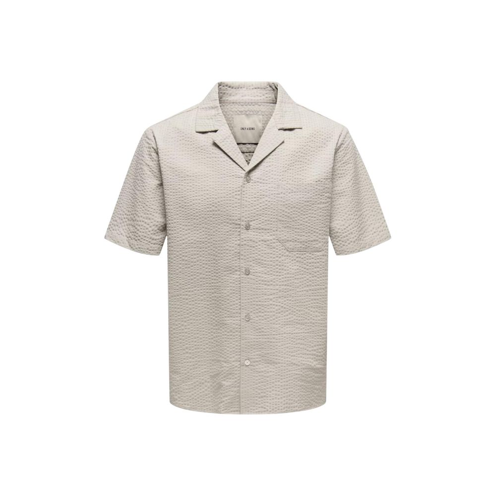 Only & Sons Beige Cotton Short-Sleeved Shirt