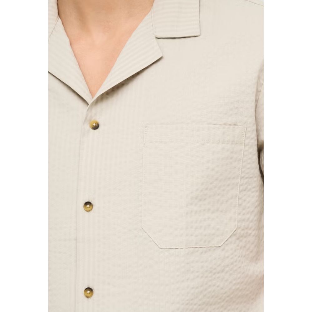 Only & Sons Beige Cotton Short-Sleeved Shirt