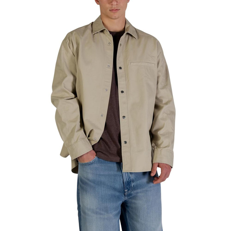 Calvin Klein Jeans Full-Length Beige Cotton Jacket